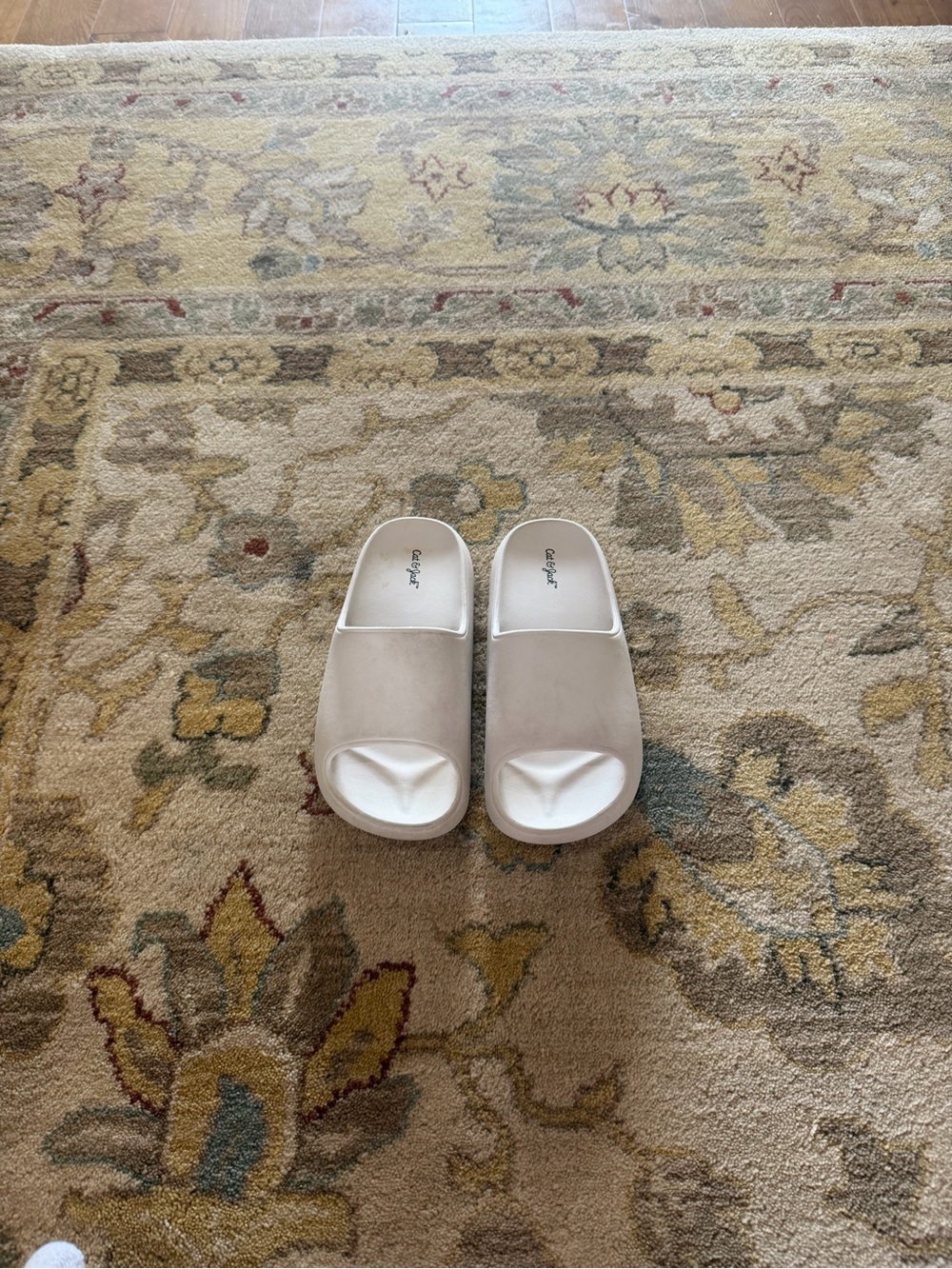 Cat & Jack youth white Slide Sandals  - Beige/White